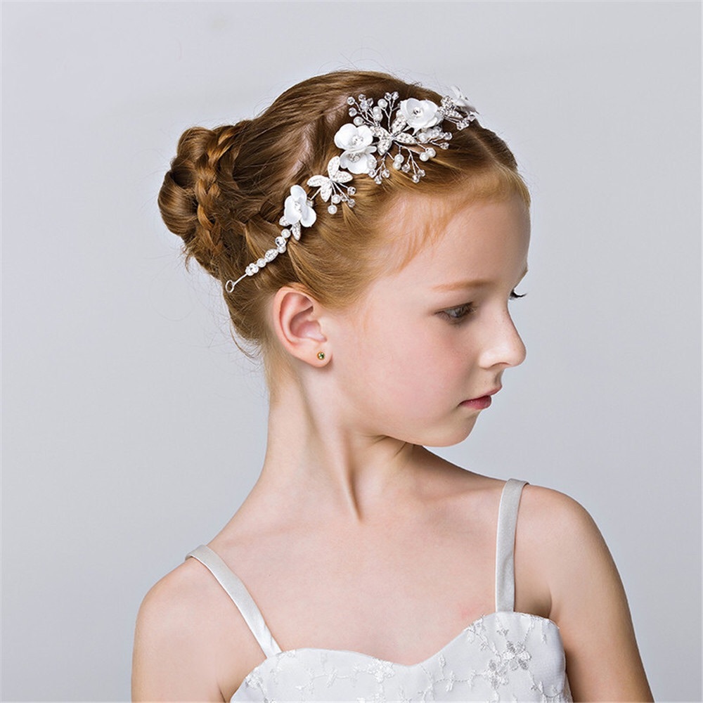 Crystal Pearl Flower Vine Tiara Headdress - Picture 2 of 16